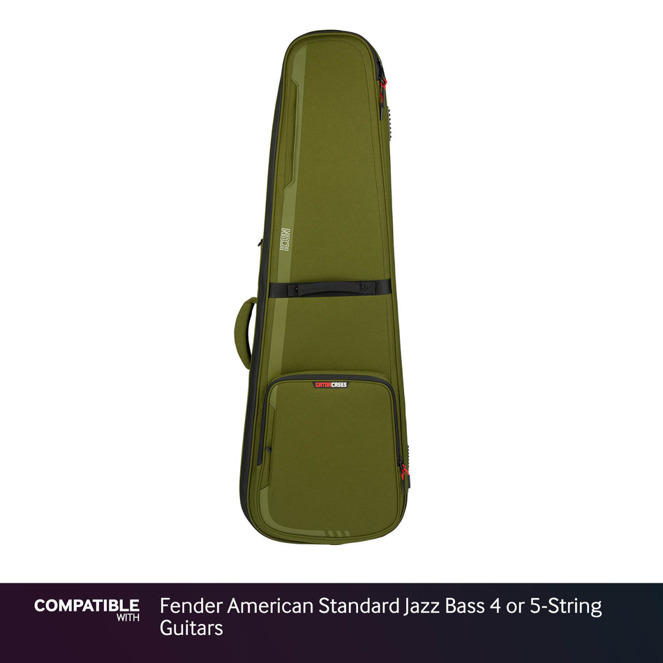Gator Green ICON Case for Fender American Standard Jazz Bass 4 or 5-String Guitars