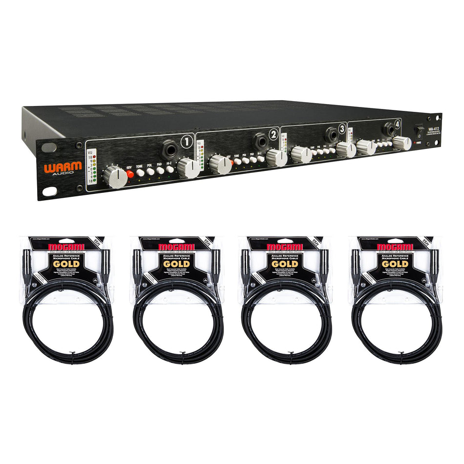 Warm Audio WA-412 4-Channel Mic Pre Bundle with Mogami Gold Studio XLR Cables