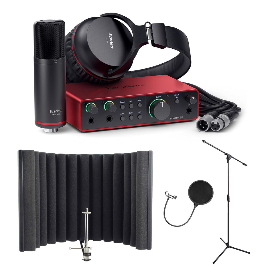 Focusrite Scarlett 2i2 Studio (4th Gen)  Bundle with RF-X, Stand & Pop Filter