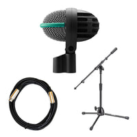 AKG D112 MKII Dynamic Kick Drum Microphone Bundle with Mic Stand & Cable