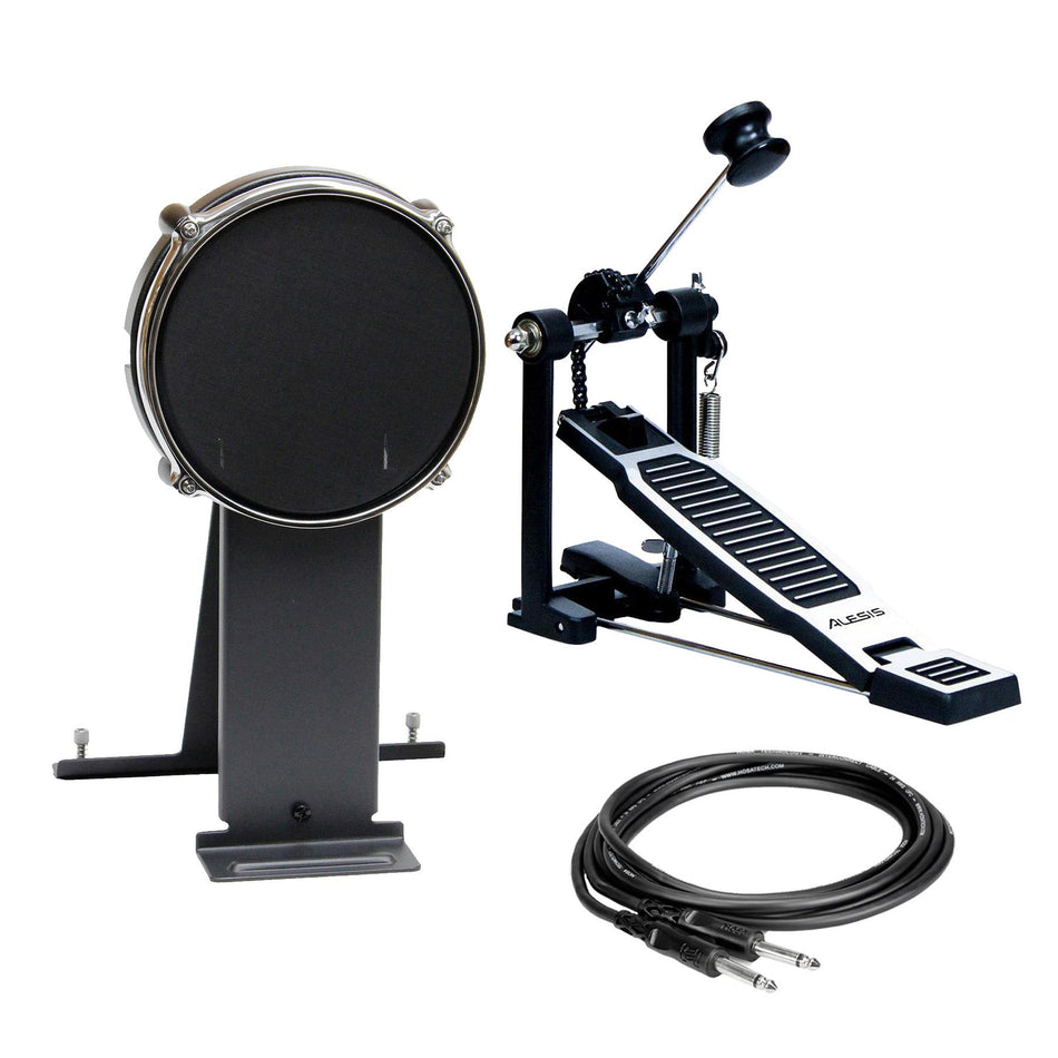 Alesis 8" Mesh Kick Drum Pad Bundle with Kick Pedal, 1/4" TS Cable