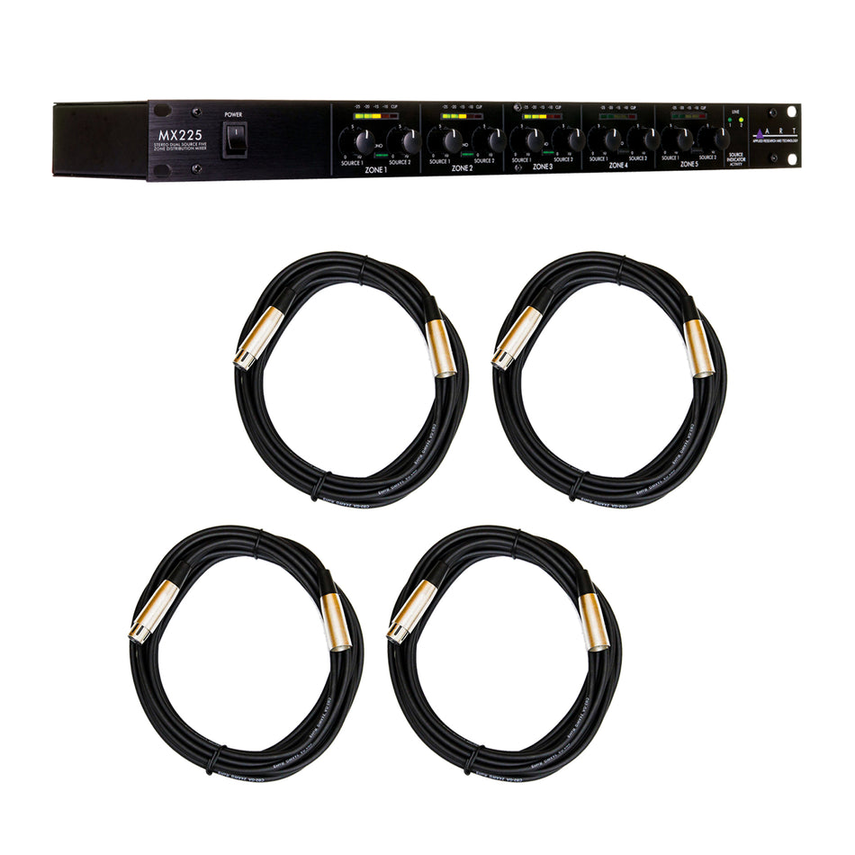 ART MX225 Stereo Distribution Mixer Bundle with XLR Cables