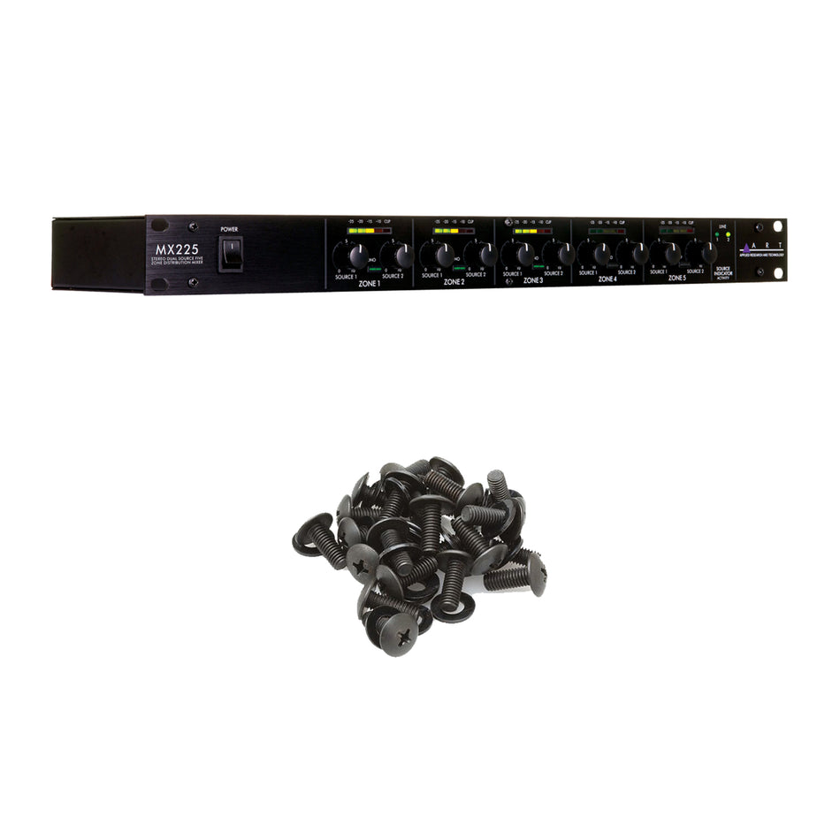 ART MX225 Stereo Distribution Mixer Bundle with Rack Screws