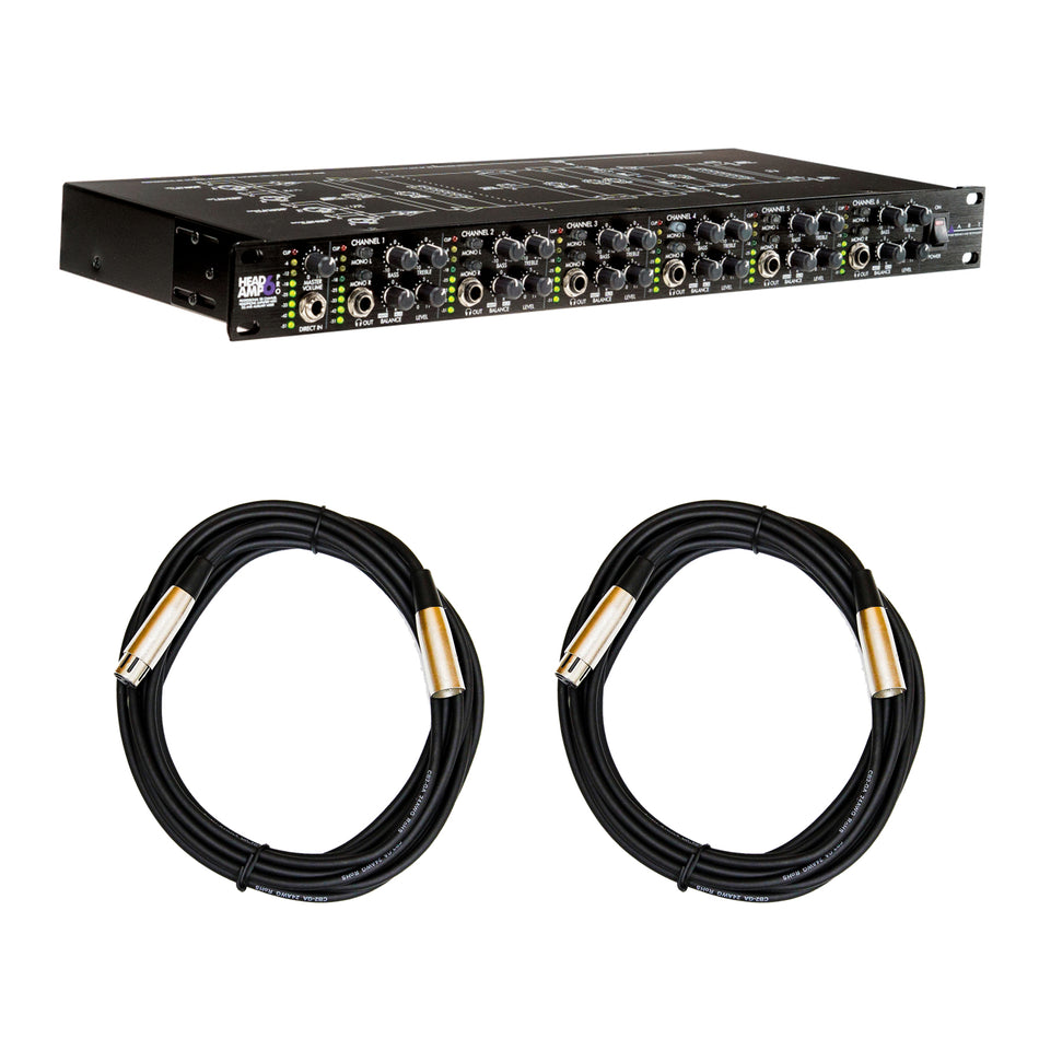 ART HeadAmp 6 Pro Headphone Amplifier Bundle with XLR Cables