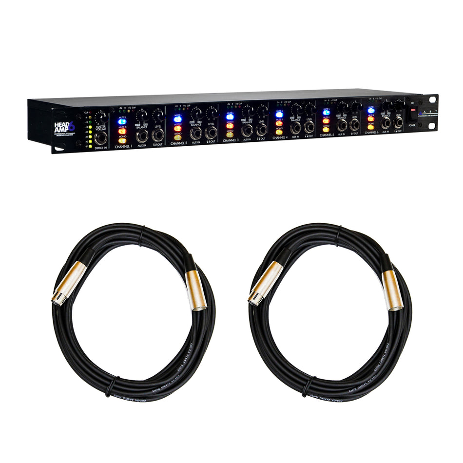 ART HeadAmp 6 Headphone Amplifier Bundle with XLR Cables