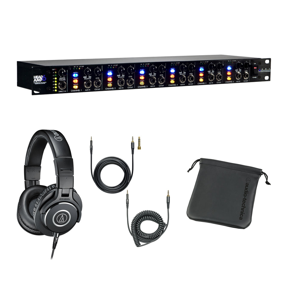 ART HeadAmp 6 Headphone Amplifier Bundle with Audio-Technica ATH-M40x Headphones