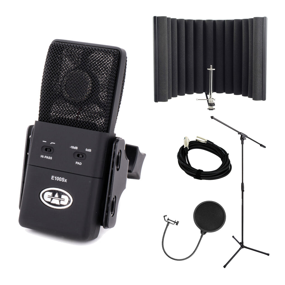 CAD Audio E100SX Microphone Bundle with RF-X Sheild, Pop Filter, Stand & Cable