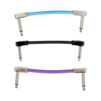 Multi-color 3-pack of 3-Inch Ernie Ball Flex 1/4" TS Low-Profile Patch Cables