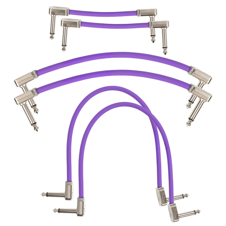 Multi-size 6-pack of Ernie Ball Purple Flex 1/4" TS Low-Profile Patch Cables
