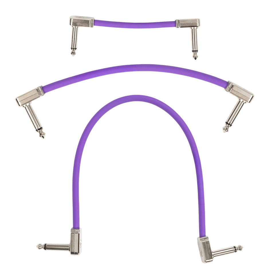 Multi-size 3-pack of Ernie Ball Purple Flex 1/4" TS Low-Profile Patch Cables