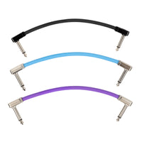 Multi-color 3-pack of 6-Inch Ernie Ball Flex 1/4" TS Low-Profile Patch Cables