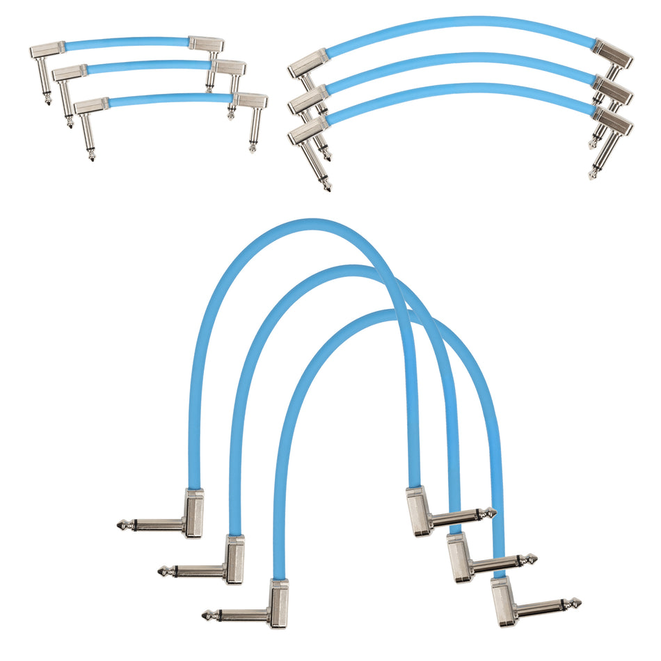 Multi-size 9-pack of Ernie Ball Blue Flex 1/4" TS Low-Profile Patch Cables