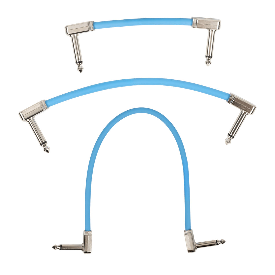 Multi-size 3-pack of Ernie Ball Blue Flex 1/4" TS Low-Profile Patch Cables