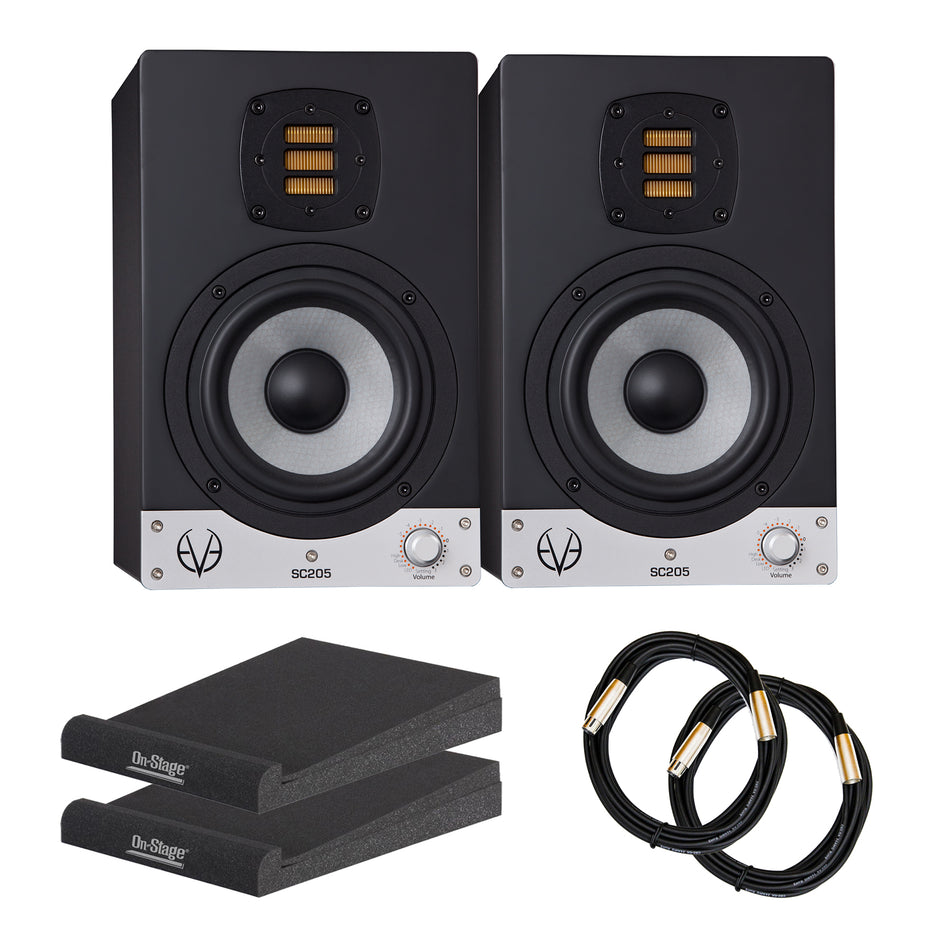 EVE Audio SC205 5" 2-Way AMT Studio Monitors Bundle with Pads & XLR Cables