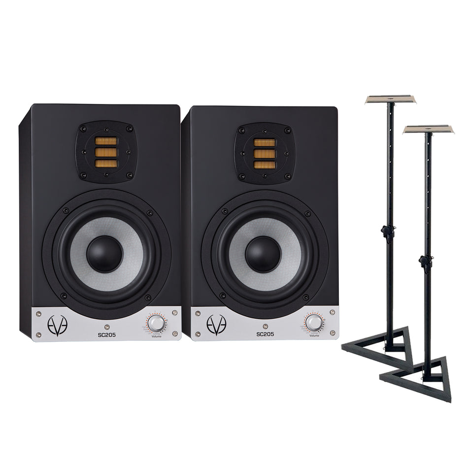 EVE Audio SC205 5" 2-Way AMT Studio Monitors Bundle with Speaker Stands