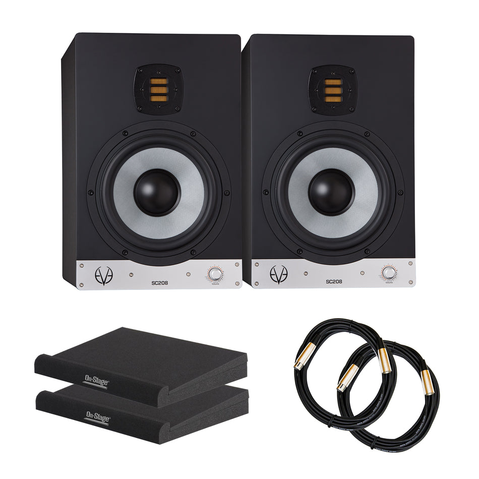 EVE Audio SC208 8" 2-Way AMT Studio Monitors Bundle with Pads & XLR Cables