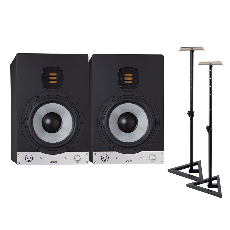EVE Audio SC208 8" 2-Way AMT Studio Monitors Bundle with Speaker Stands