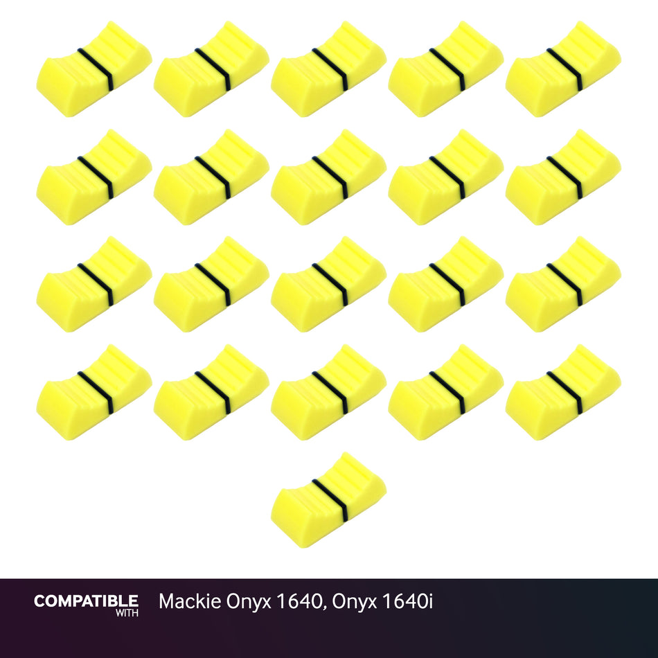 Set of 21 Yellow Fader Caps for Mackie Onyx 1640, Onyx 1640i Mixers
