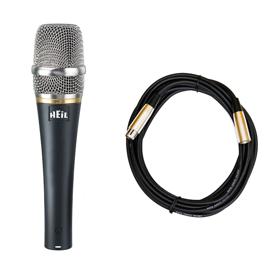 Heil PR 20 Dynamic Handheld Microphone Bundle with XLR Cable