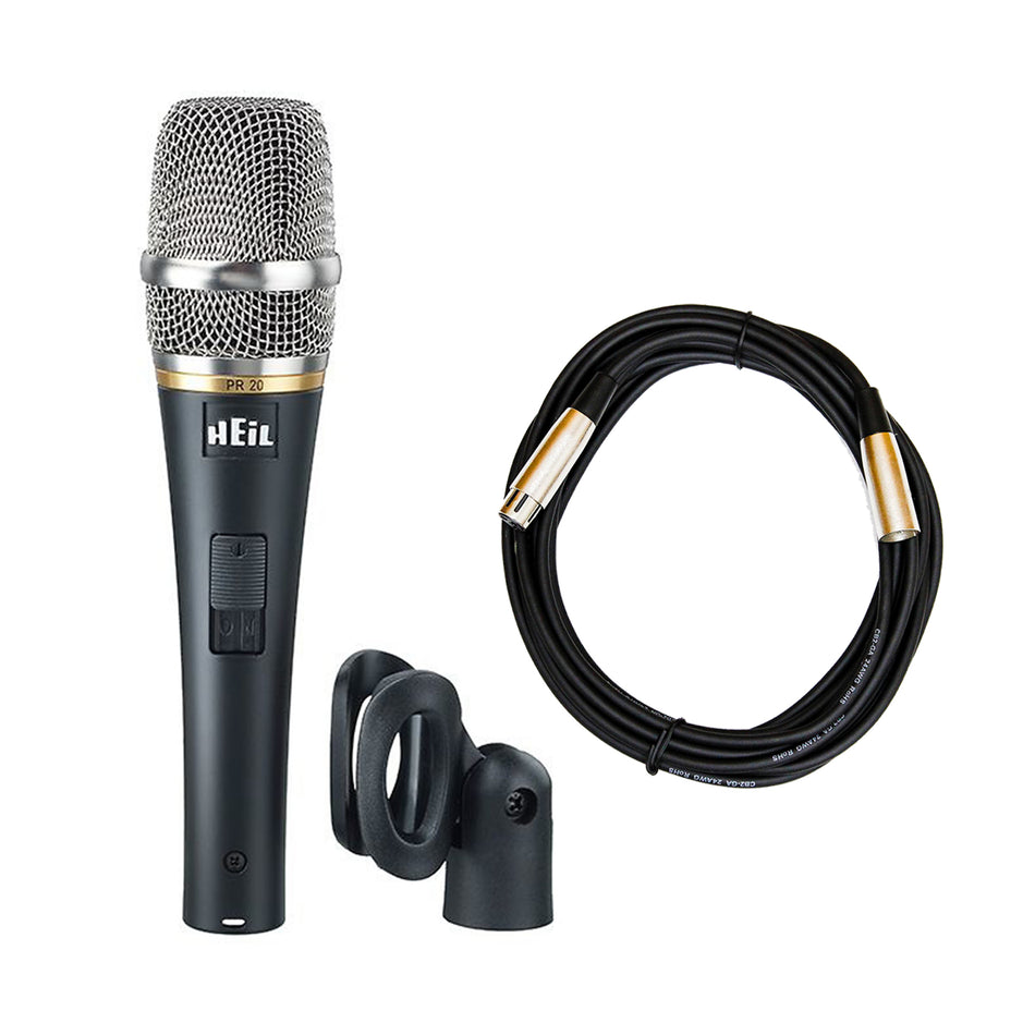 Heil PR 20 SUT Utility Dynamic Microphone Bundle with XLR Microphone Cable