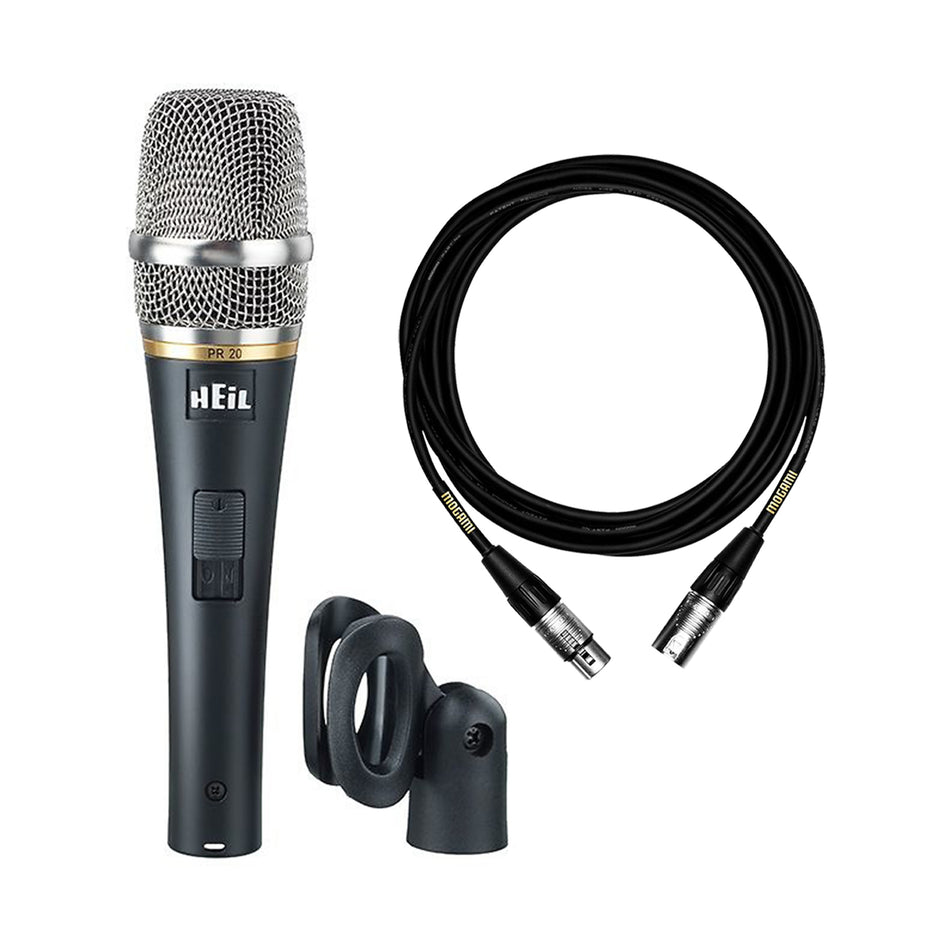 Heil PR 20 SUT Utility Dynamic Microphone Bundle with Mogami XLR Cable