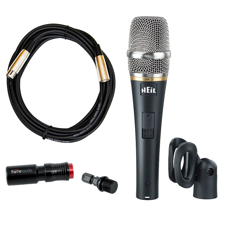 Heil PR 20 SUT Utility Dynamic Microphone Bundle with Quick Release Clip & Cable