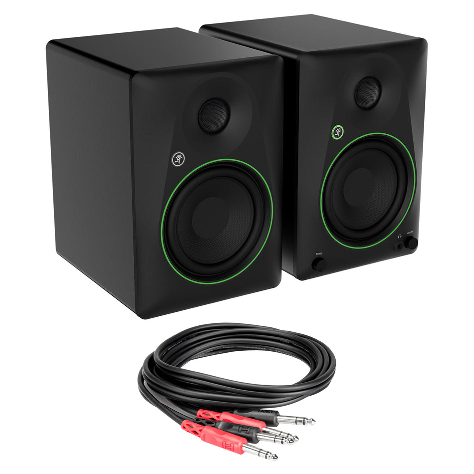 Mackie CR5BT 5.25" Studio Monitors Bundle with 3-foot Stereo 1/4" TRS Cable