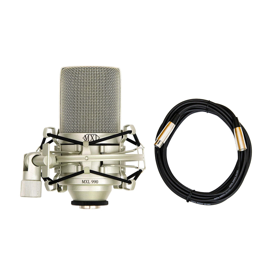 MXL 990 Large-diaphragm Condenser Microphone Bundle with XLR Cable