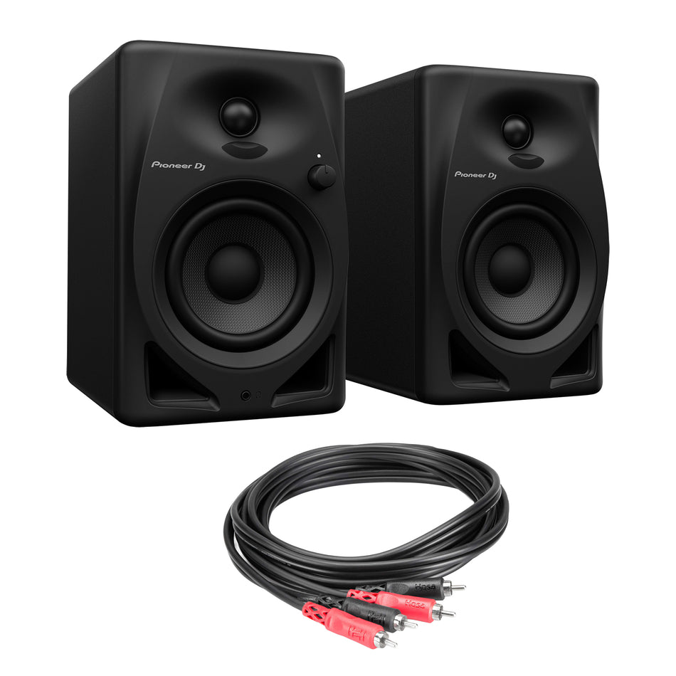 Pioneer DJ DM-40D 4" Studio Monitors Bundle with 3-foot Stereo RCA Cable