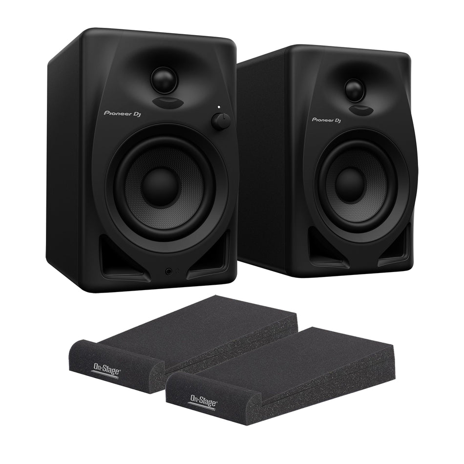 Pioneer DJ DM-40D 4" Studio Monitors Bundle with Foam Isolation Pads