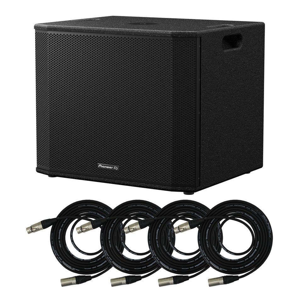 Pioneer DJ XPRS1182ST 18" Active Subwoofer Bundle with Pro Co EXMN-30 XLR Cables