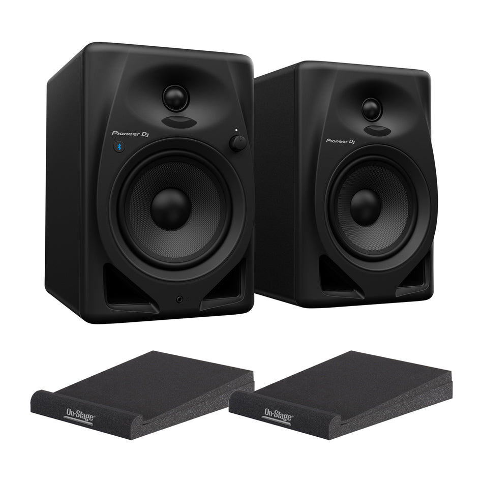 Pioneer DJ DM-50D-BT 5" Studio Monitors Bundle with Foam Isolation Pads