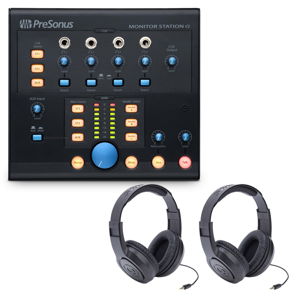 PreSonus Monitor Station V2 Bundle with (2) Samson SR350 Headphones