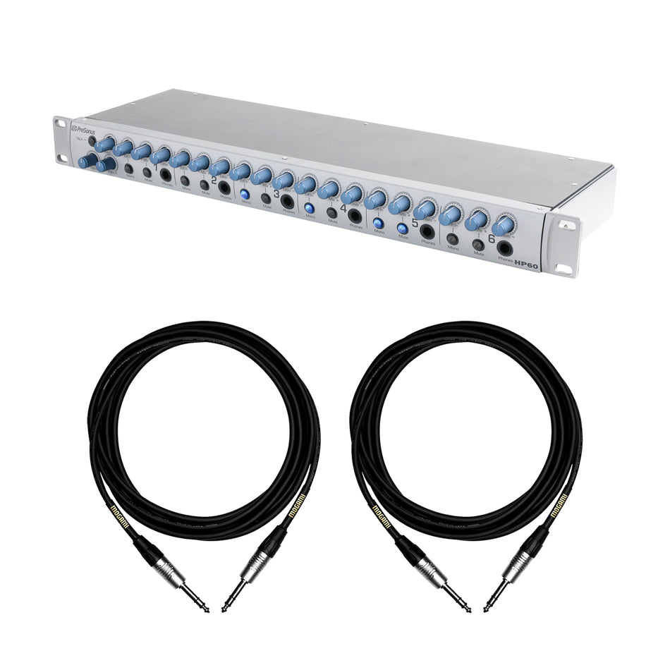 PreSonus HP60 Headphone System Bundle with (2) Mogami TRS Cables