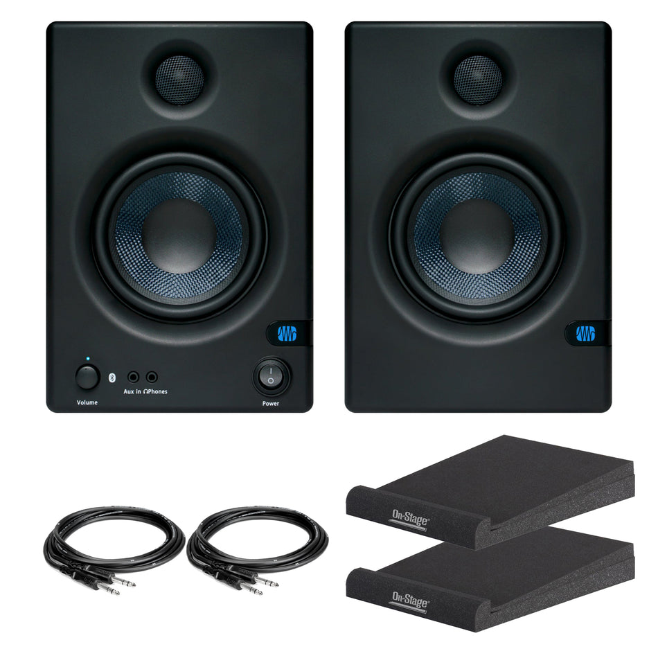 PreSonus Eris 5BT (2nd Gen) 5-inch Studio Monitors Bundle with TRS Cables & Isolation Pads