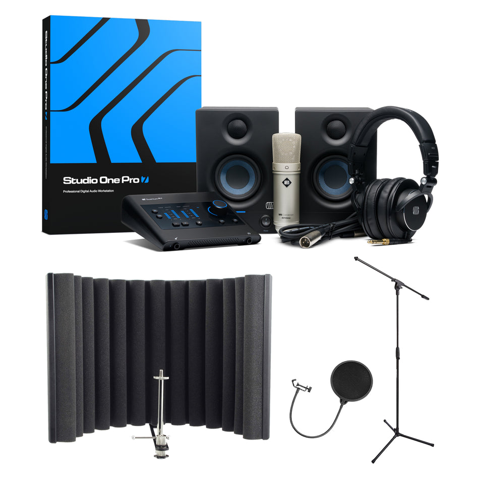 Presonus Quantum ES Ultimate Bundle with Acoustic Shield, Mic Stand, Pop Filter