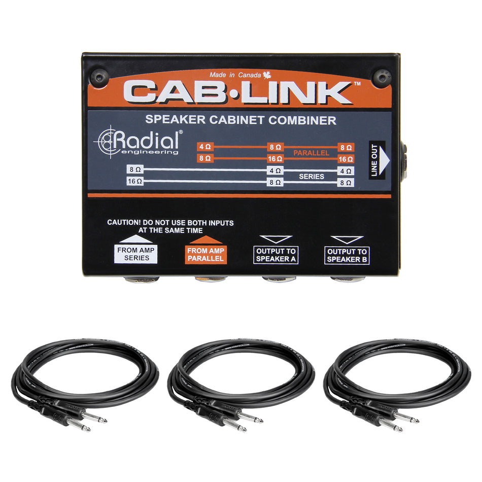 Radial Engineering Cab-Link Speaker Cabinet Merger bundle with 3 Hosa TS Cables