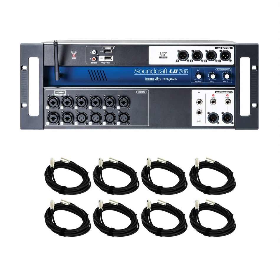 Soundcraft Ui16 Stage Box Bundle with 8 XLR Cables