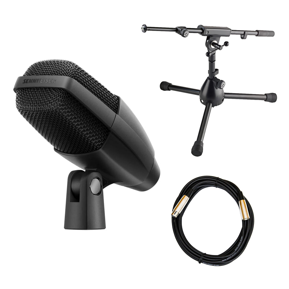 Sennheiser MD 421 KOMPAKT Dynamic Microphone bundle with Mic Stand & XLR Cable