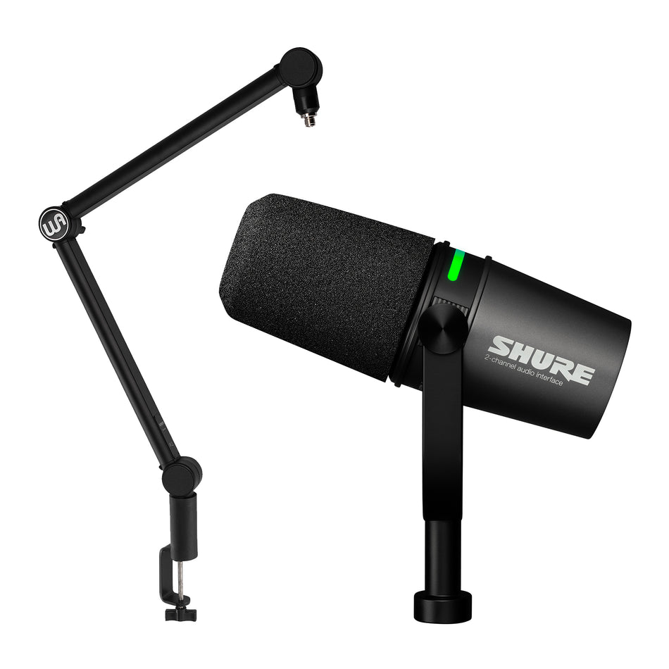 Shure MV7i Smart Microphone & Interface bundle with Warm Audio WA-MBA Boom Arm