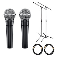 Pair of Shure SM58 with Stands & XLR Cables
