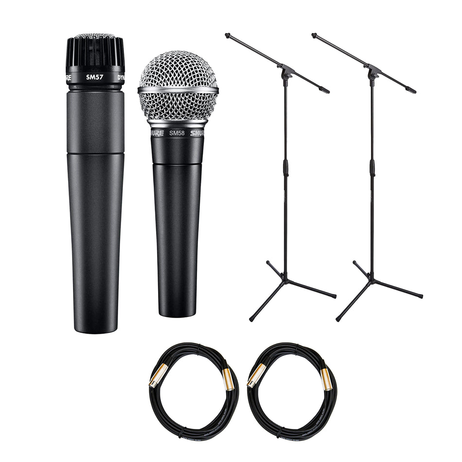 Shure SM57 & SM58 Mic Bundle with Stands & XLR Cables
