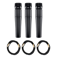 Shure SM57 Microphone 3-Pack with 20-foot XLR Cables