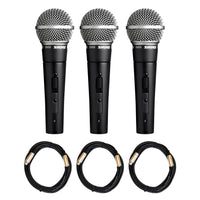 Shure SM58S Microphone 3-Pack with 20-foot XLR Cables