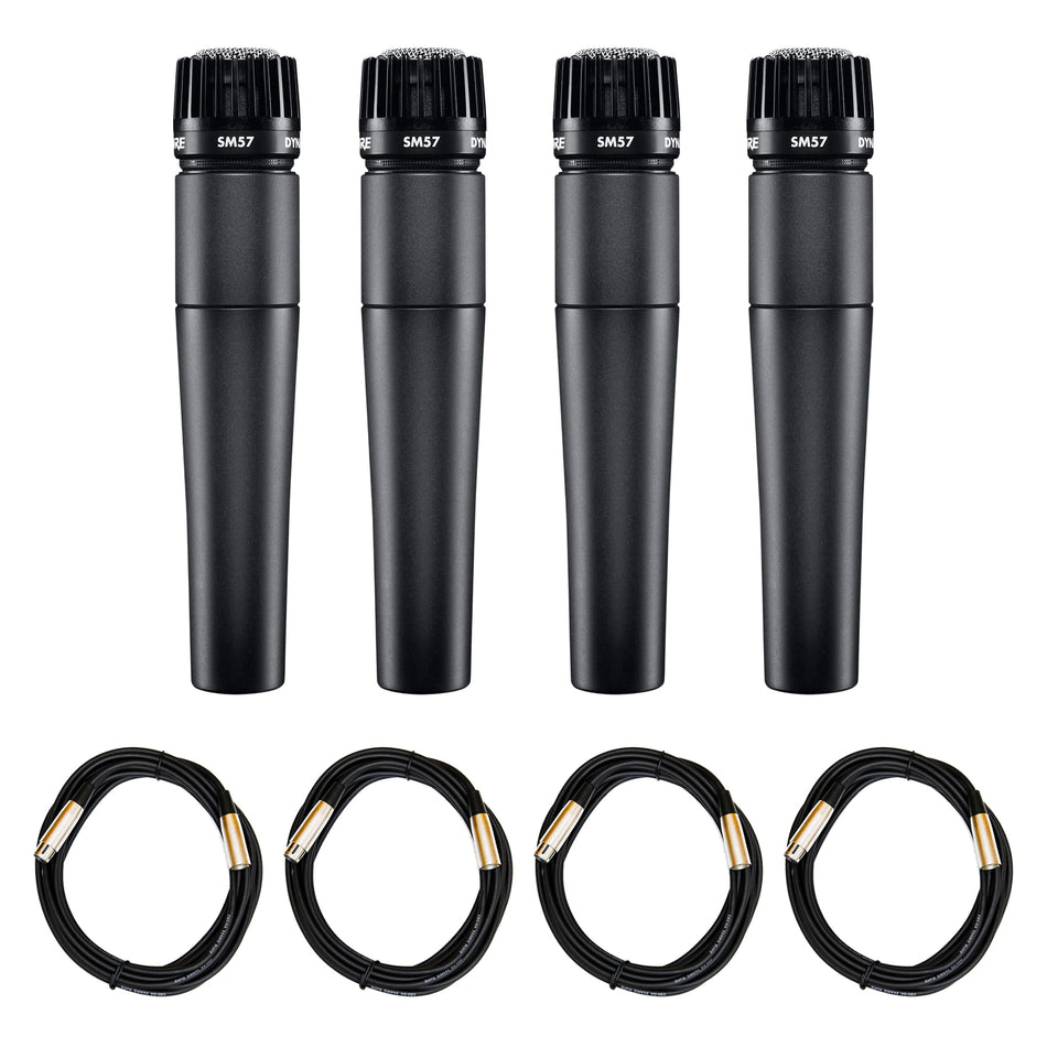 Shure SM57 Microphone 4-Pack with 20-foot XLR Cables