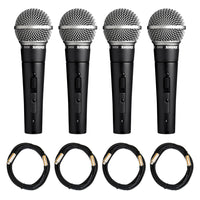 Shure SM58S Microphone 4-Pack with 20-foot XLR Cables