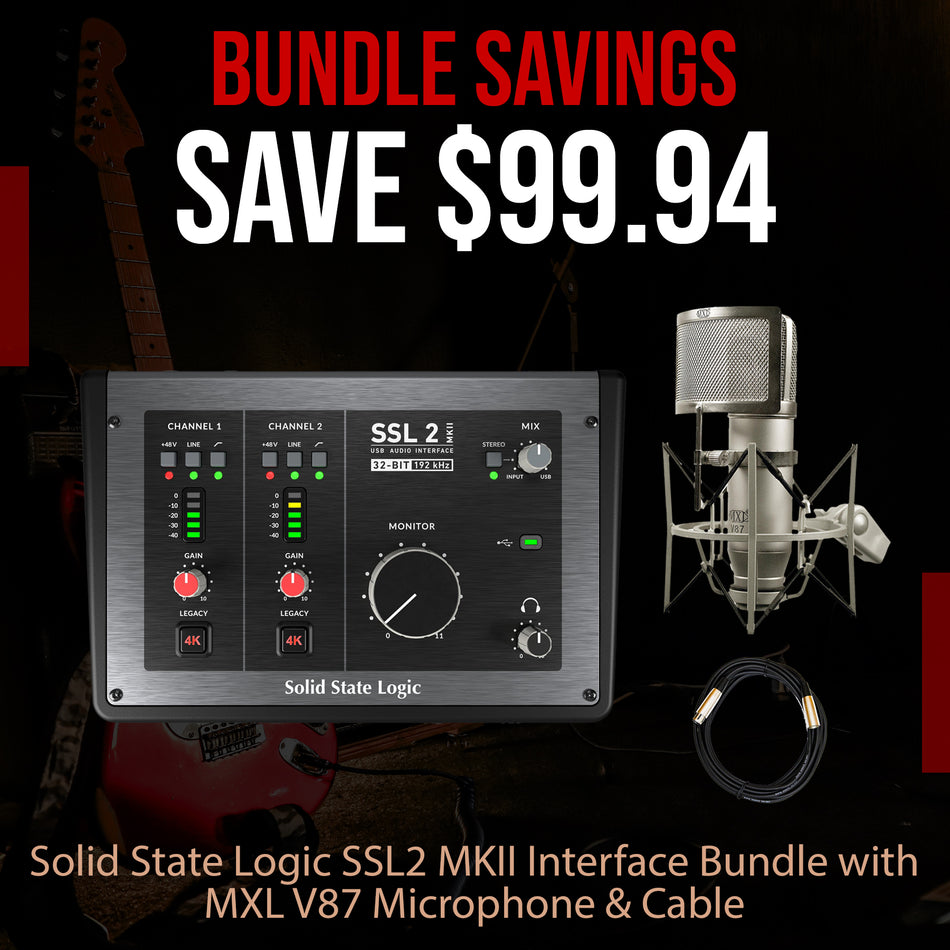 Solid State Logic SSL2 MKII USB Interface Bundle with MXL V87 Microphone & Cable