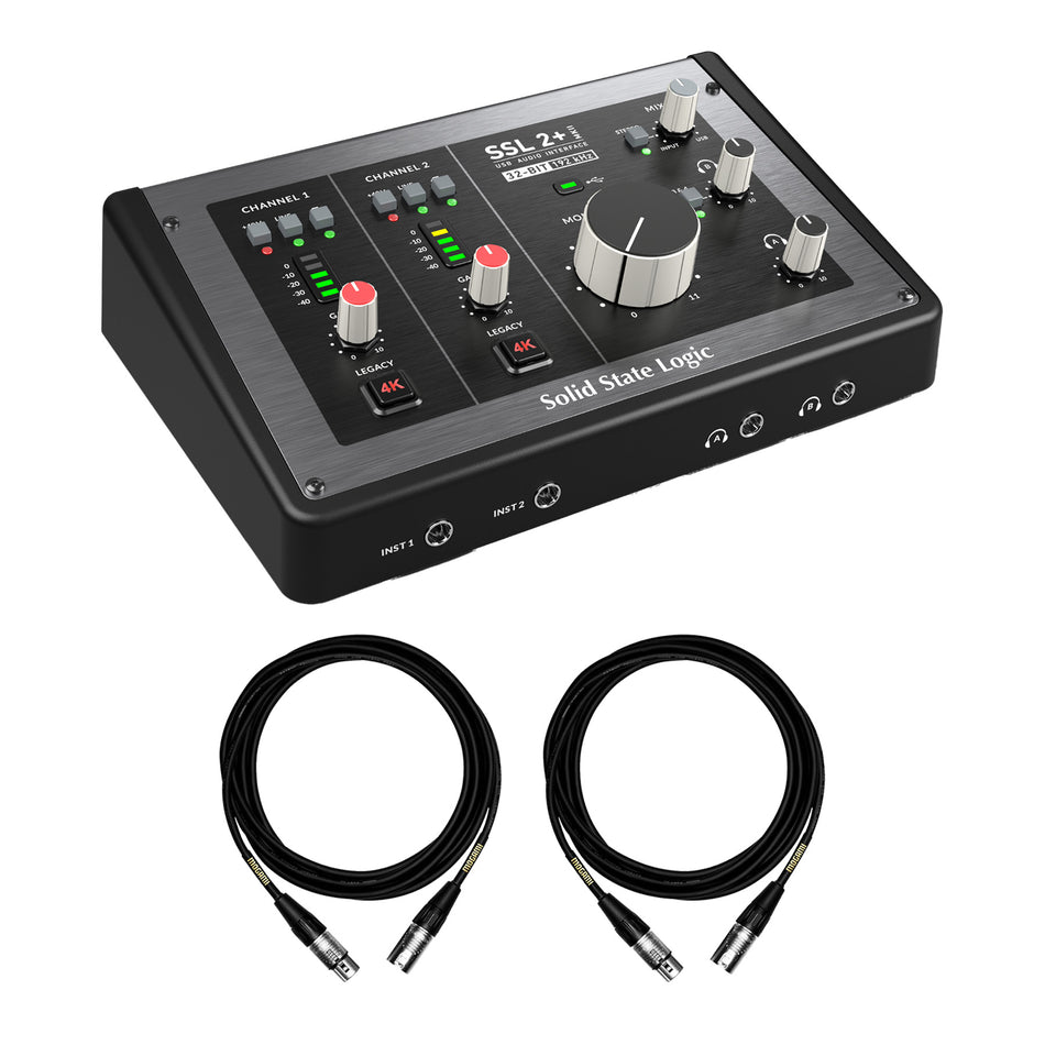 Solid State Logic SSL 2+ MKII USB Interface Bundle with Mogami XLR Cables