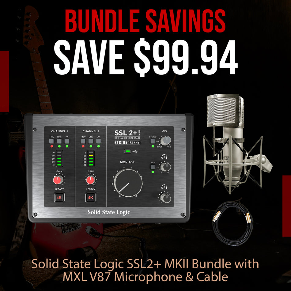 Solid State Logic SSL2+ MKII USB Interface Bundle with MXL V87 Microphone & Cable