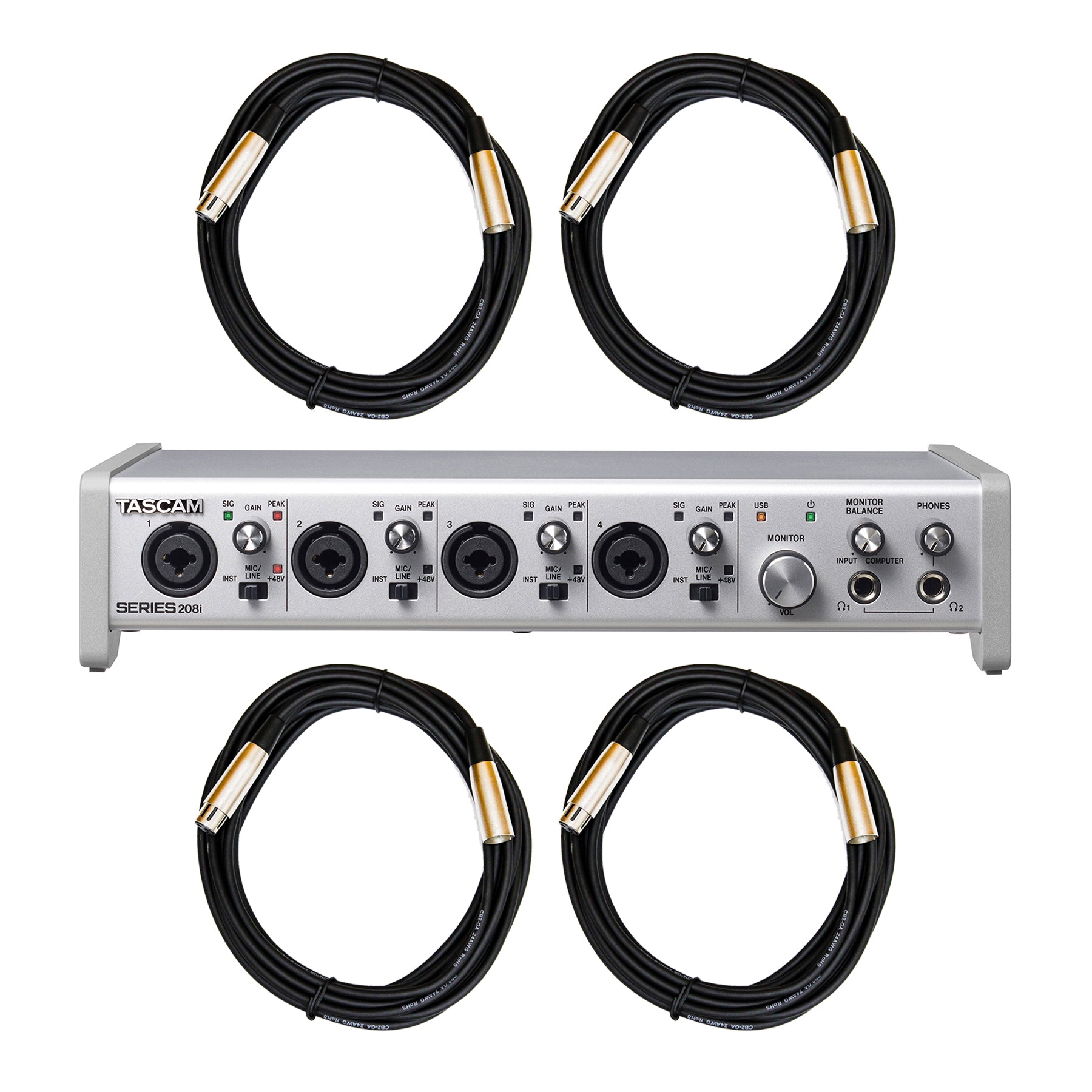 Tascam Series 208i USB Audio Interface Bundle with XLR Microphone